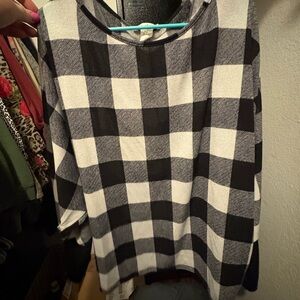 Plaid Black and White Women's Tunic